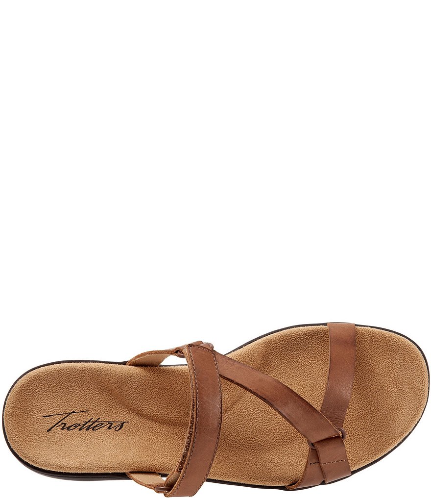 Trotters Raja Leather Adjustable Hook and Loop Slide Footbed Sandals