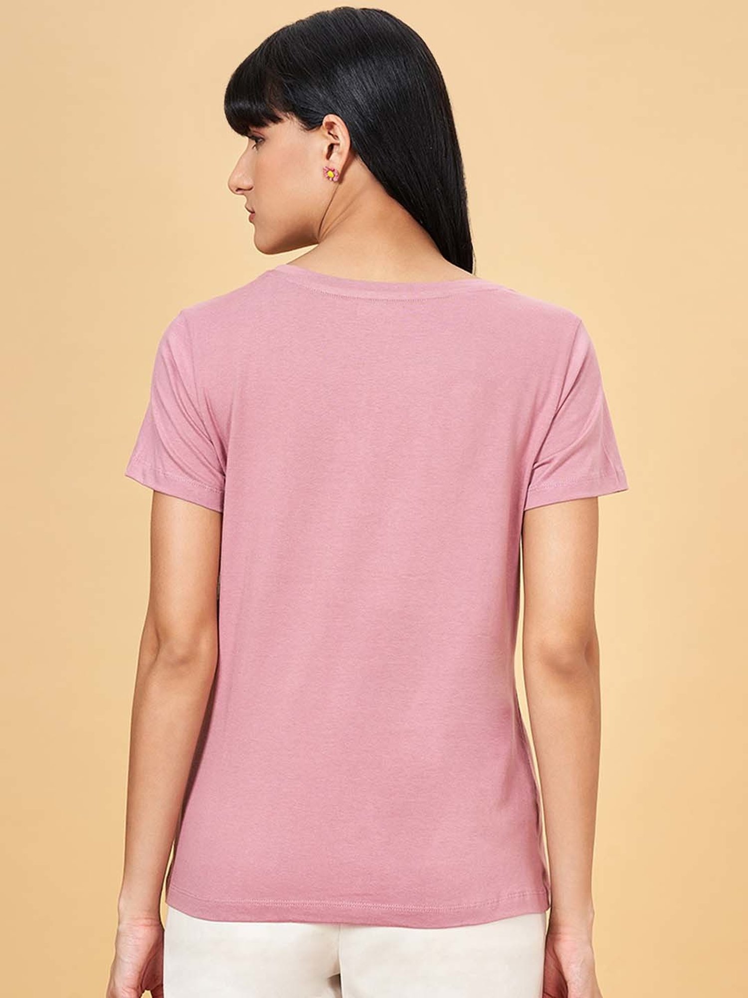 Honey by Pantaloons Pink Cotton Printed T-Shirt