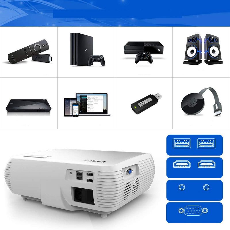 Yaber Y30 Native 1080P Projector 7200L Full HD Video Projector 1920 x 1080, &plusmn;50&deg; 4D Keystone Correction Support 4k & Zoom, LCD LED Home Theater Projector Compatible with Phone,PC,TV Box,PS4