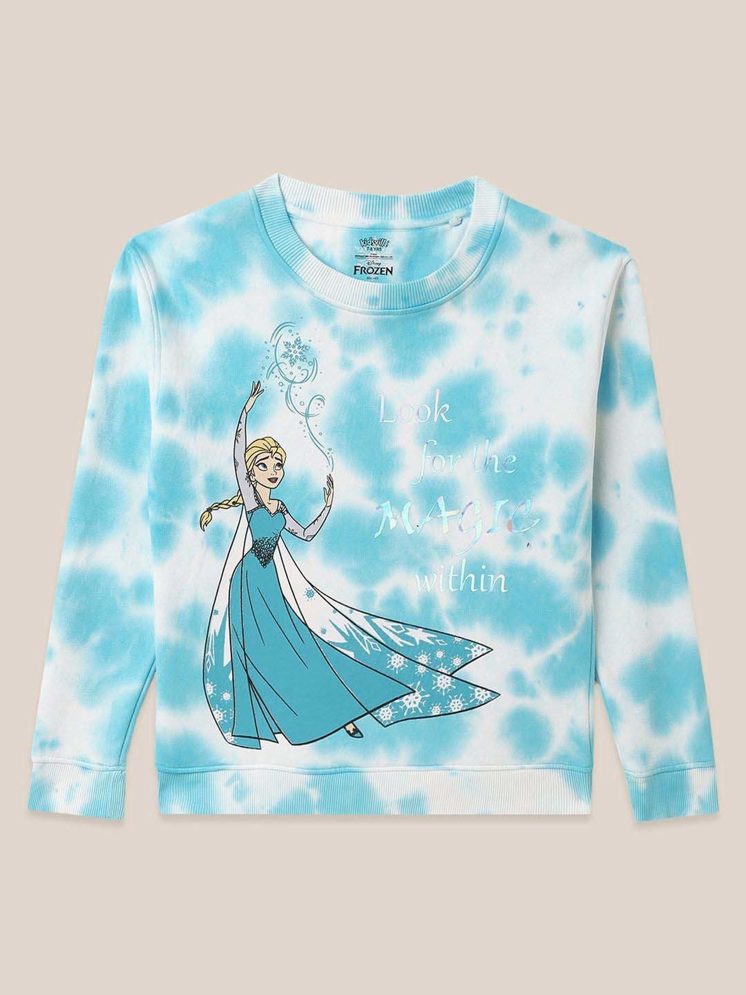 Kidsville Blue Cotton Printed Full Sleeves Frozen Sweatshirt