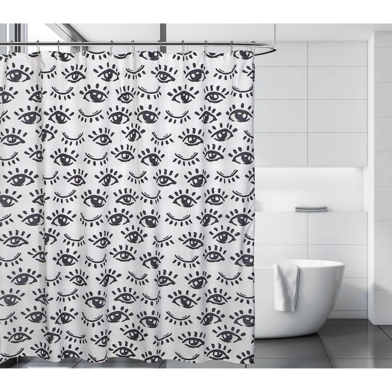 Winking Eye Shower Curtain Black/White - Moda at Home