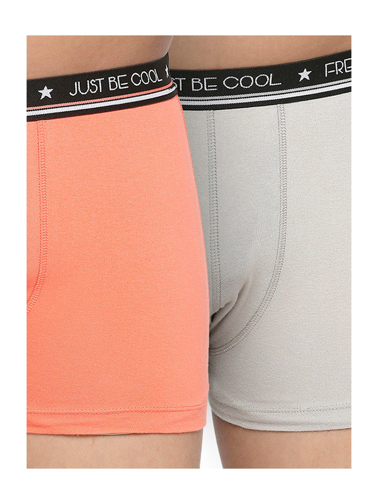 Frenchie Kids Peach & Grey Solid Trunks (Pack Of 2)