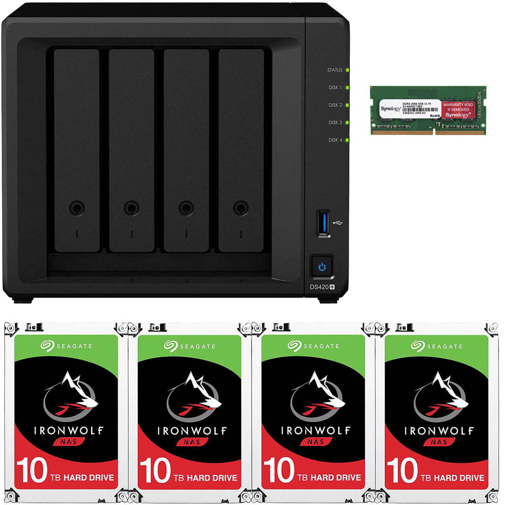 Synology DS420+ DiskStation with 2GB RAM and 48TB (4 x 12TB) of Seagate Ironwolf NAS Drives Fully Assembled and Tested By CustomTechSales