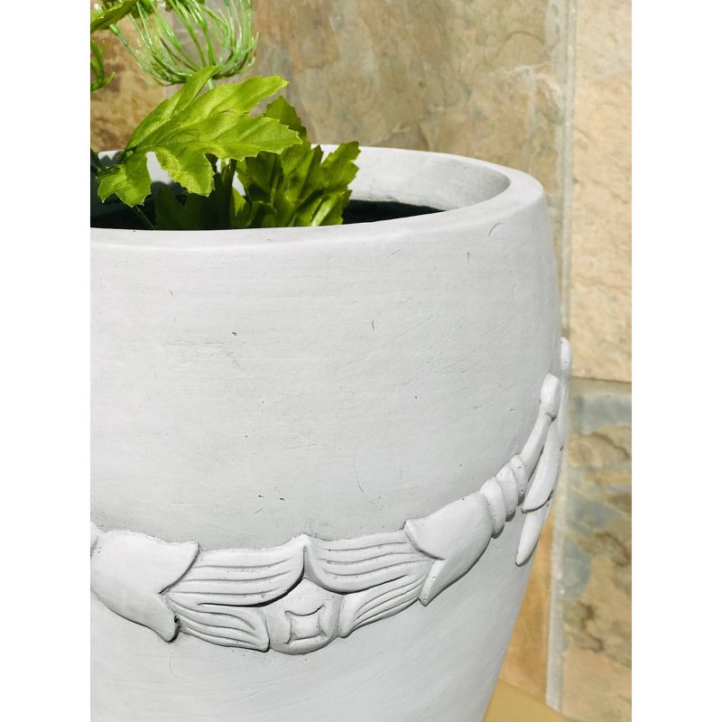 12.2" Kante Lightweight Classic Oval Flower Garland Planter Light Gray - Rosemead Home & Garden, Inc.