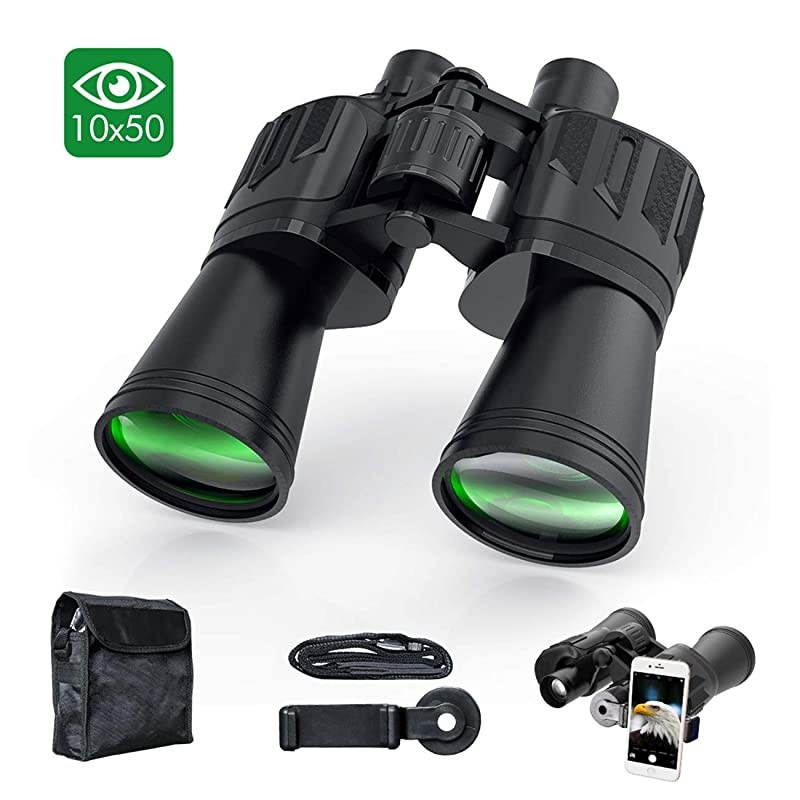 Binoculars for Adults 10x50 FullSize Clear Binocular for Bird Watching Hunting Travel ConcertPowerful Compact Binoculars Telescope with Strap Carrying Bag Phone Mount