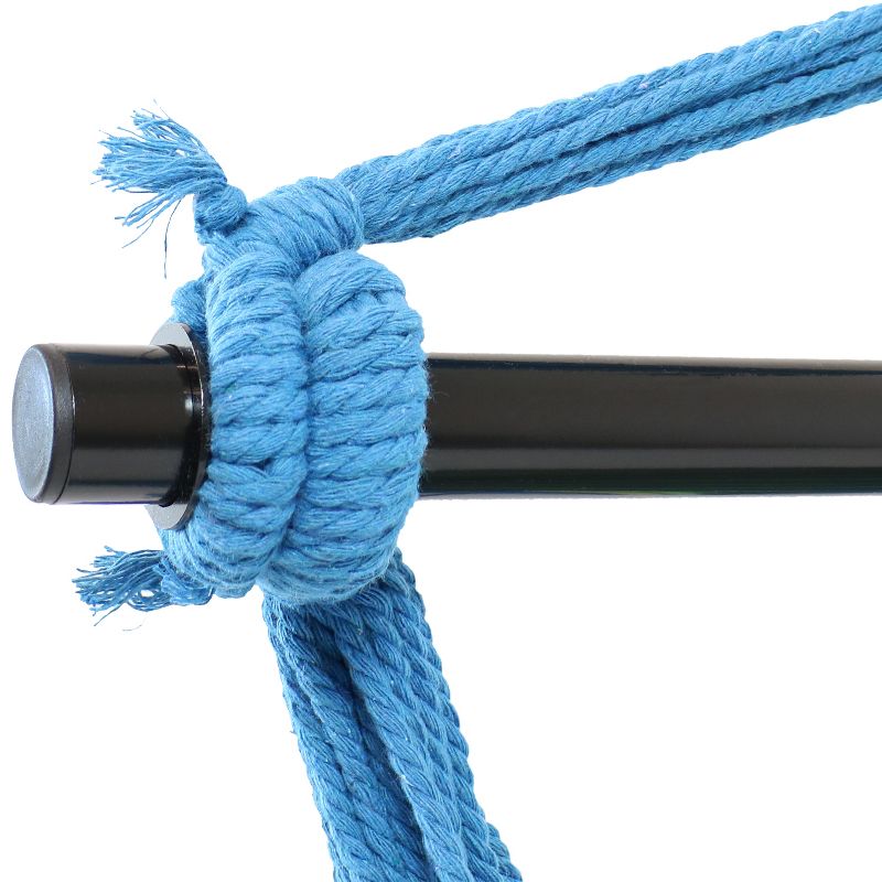 Sunnydaze Hanging Rope Hammock Chair Swing with Collapsible Bar for Backyard and Patio - 265 lb Weight Capacity - Ocean Breeze