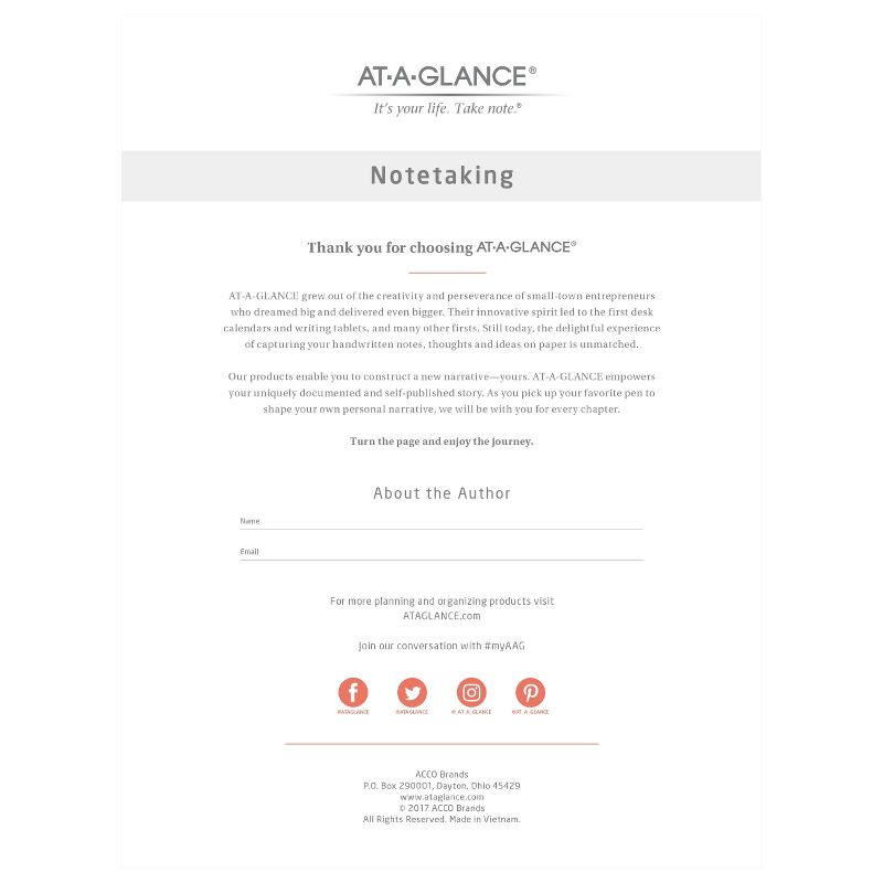 Professional Spiral Subject Notebook Wirebound - Gray - AT - A - GLANCE