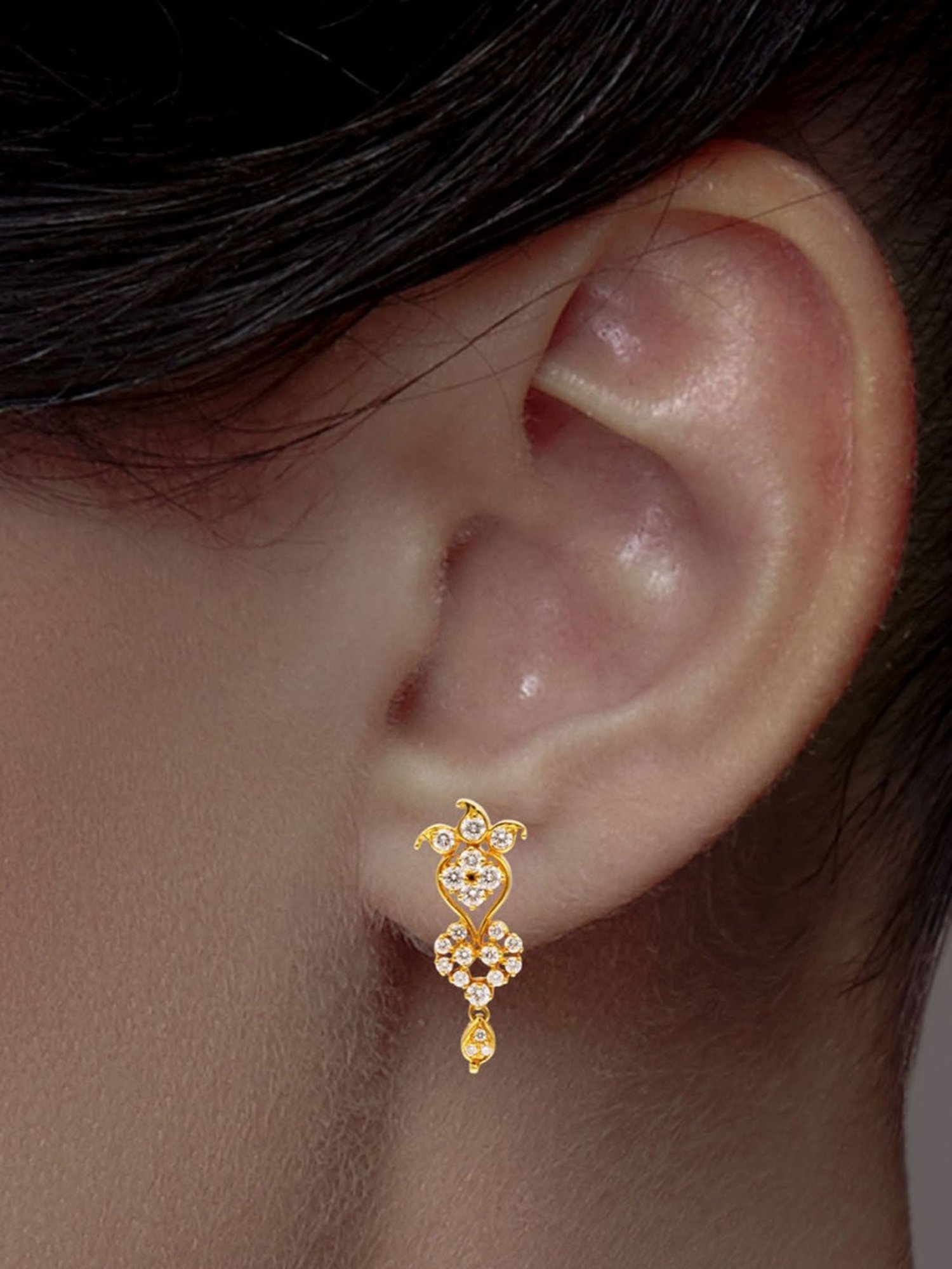 C.Krishniah Chetty 18k Gold & Diamond with Gemstones Drop Earrings for Women