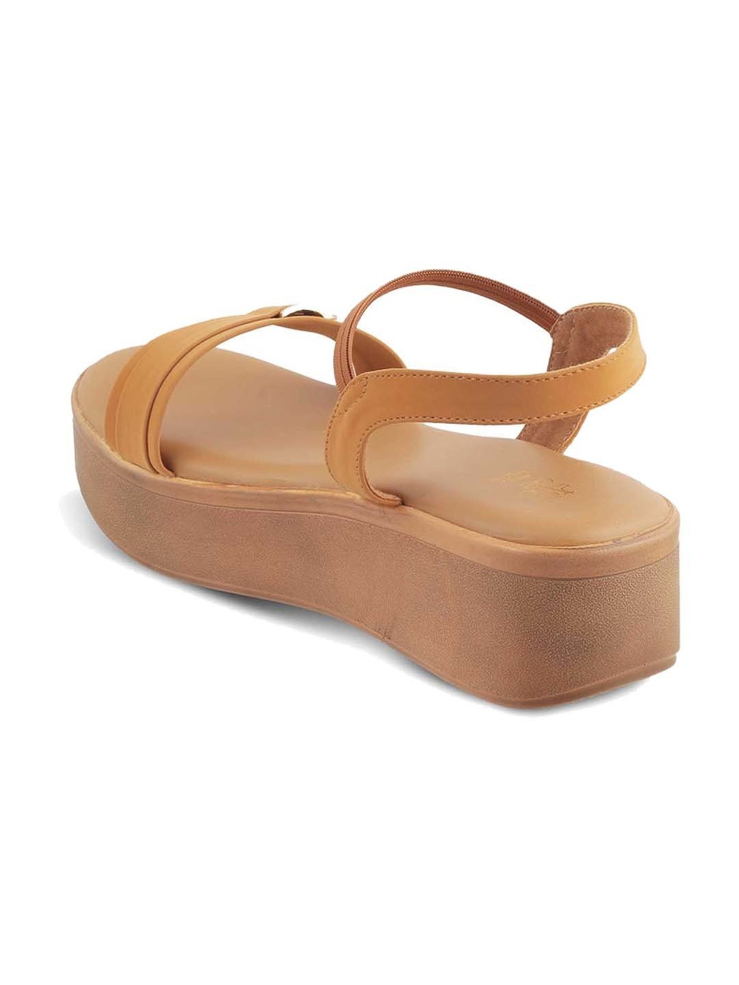 Tresmode Women's Beige Ankle Strap Wedges