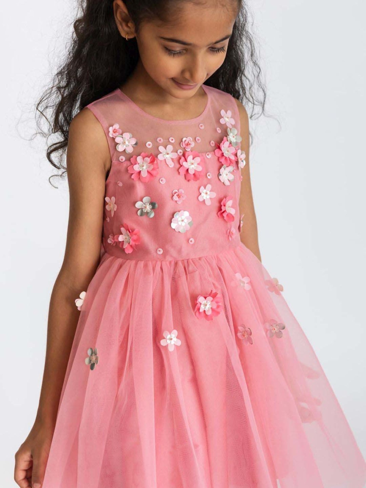 A Little Fable Pink Applique Dress