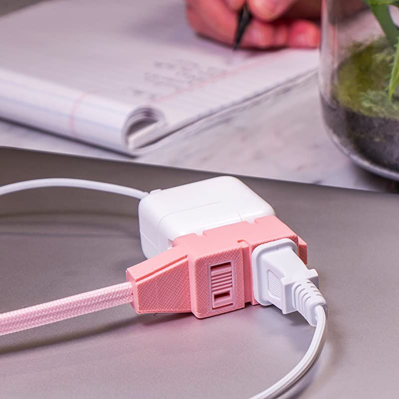 Light Pink Designer 3 Extension 2 Prong Power Strip Extra Long 8 Ft Cable with Flat Plug Braided Chevron Fabric Cord SlidetoLock Safety Outlets 39986 8 ft 8 Ft
