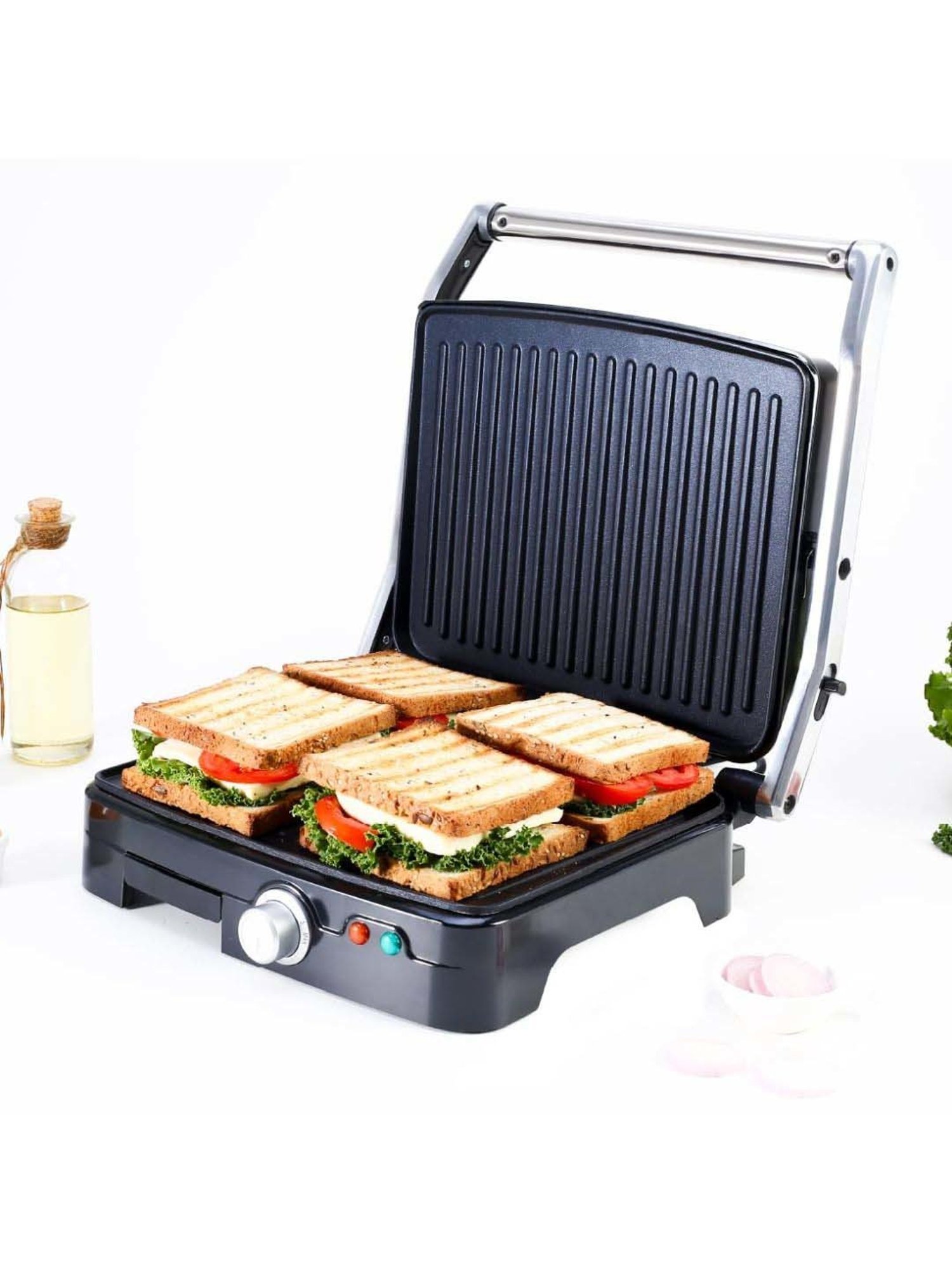 Borosil Sandwich Maker 2000W with Non stick coating (Black)