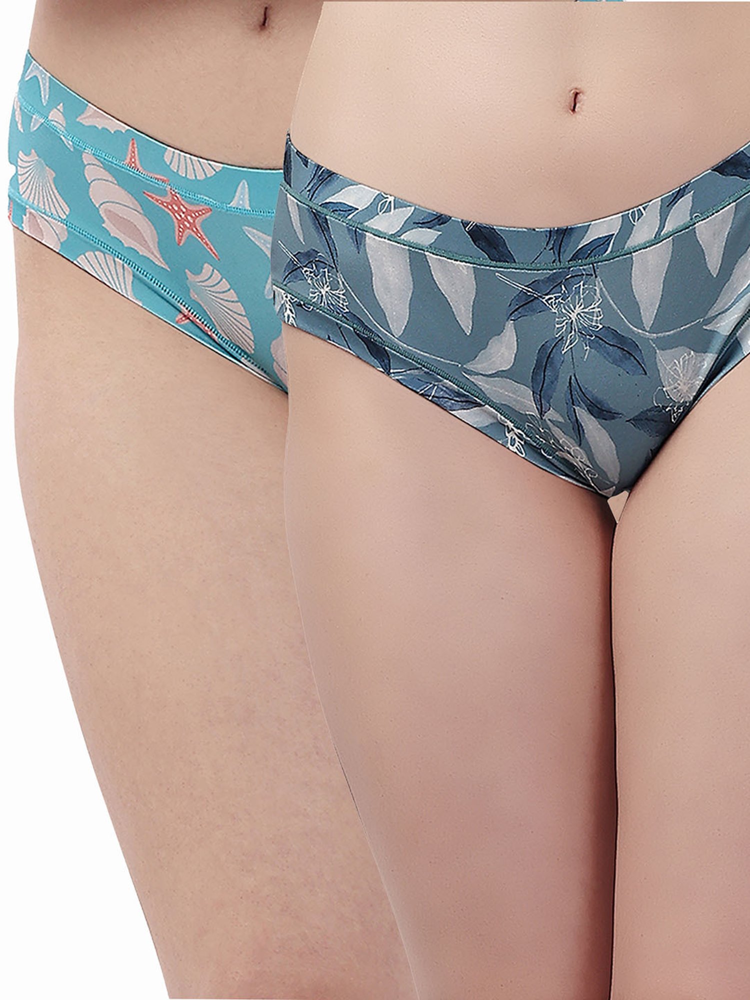 Soie Sky Blue & Grey Printed Hipster Panty - Pack of 2