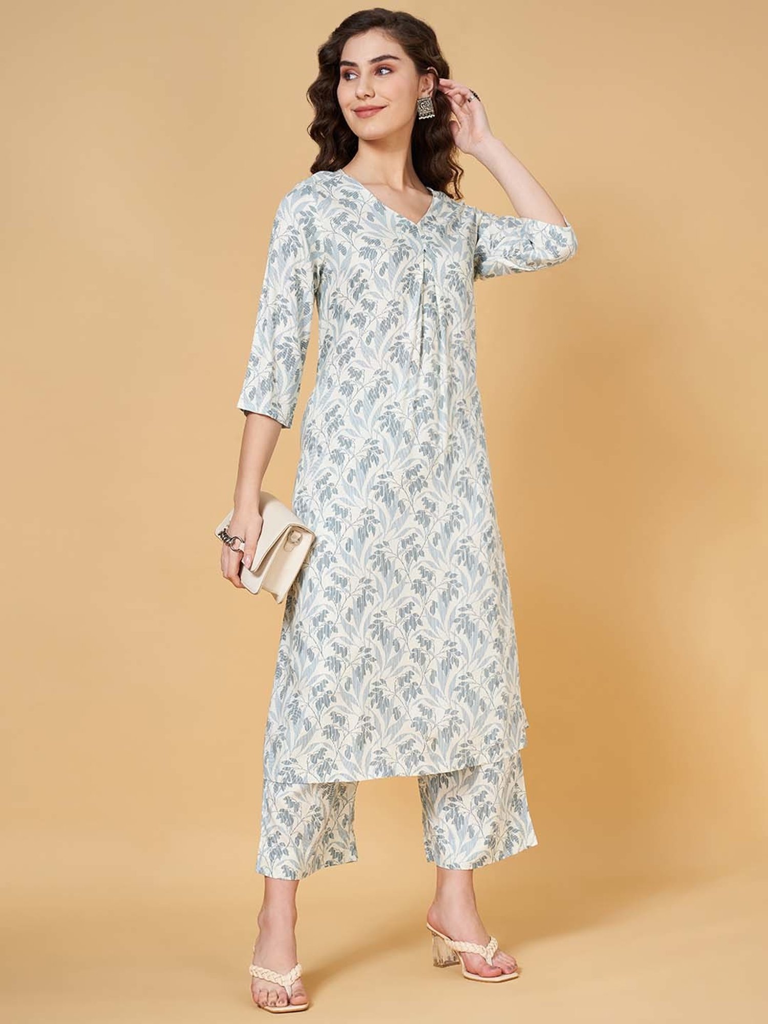 Rangmanch by Pantaloons Whisper White Floral Print Kurta Pant Set