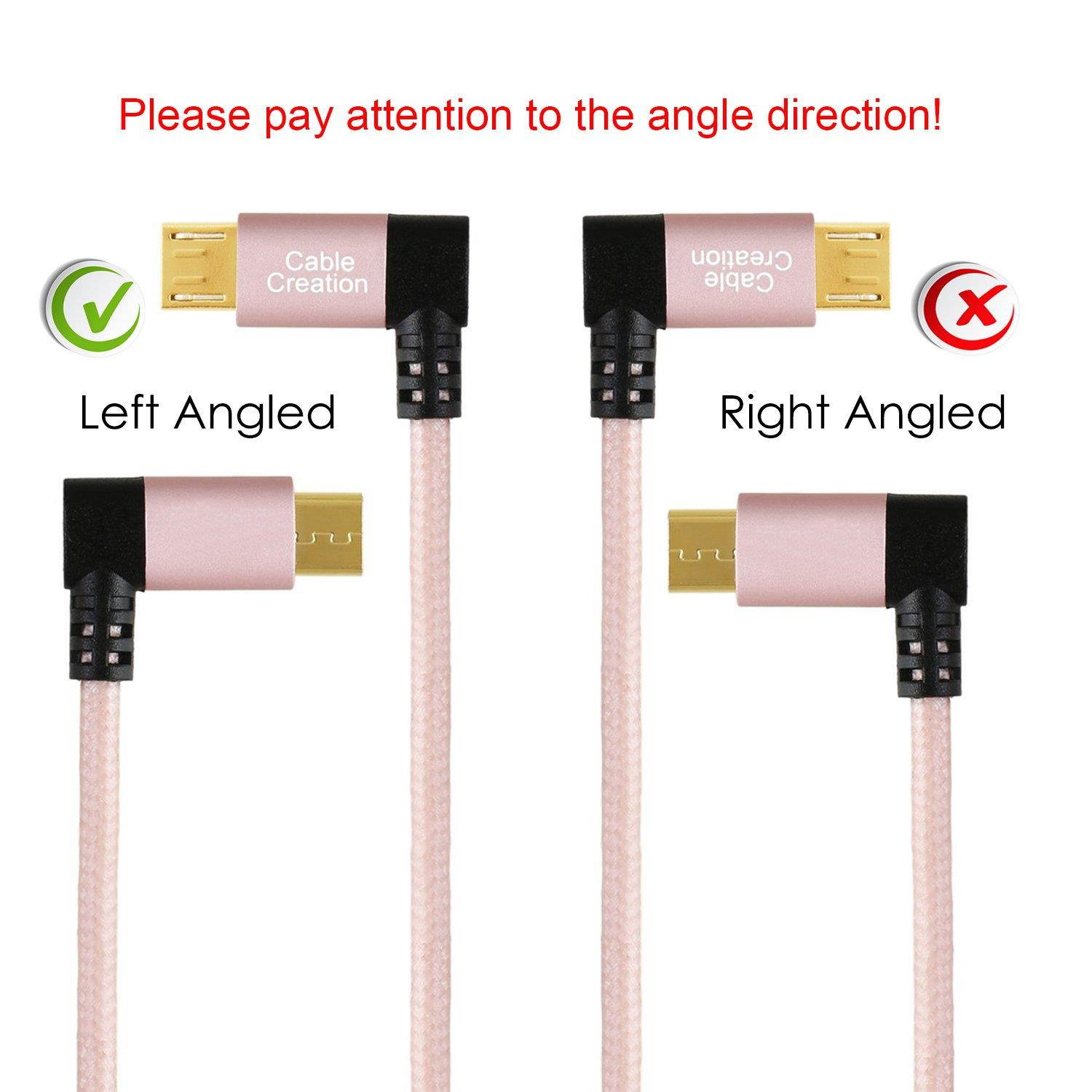 CableCreation 90 Degree Micro USB 2.0 OTG Cable Left Angle Braided On The Go Adapter Micro USB Male to USB Female for Samsung or other Smart Phones with OTG Function, 6 Inch/Rose Gold Aluminum