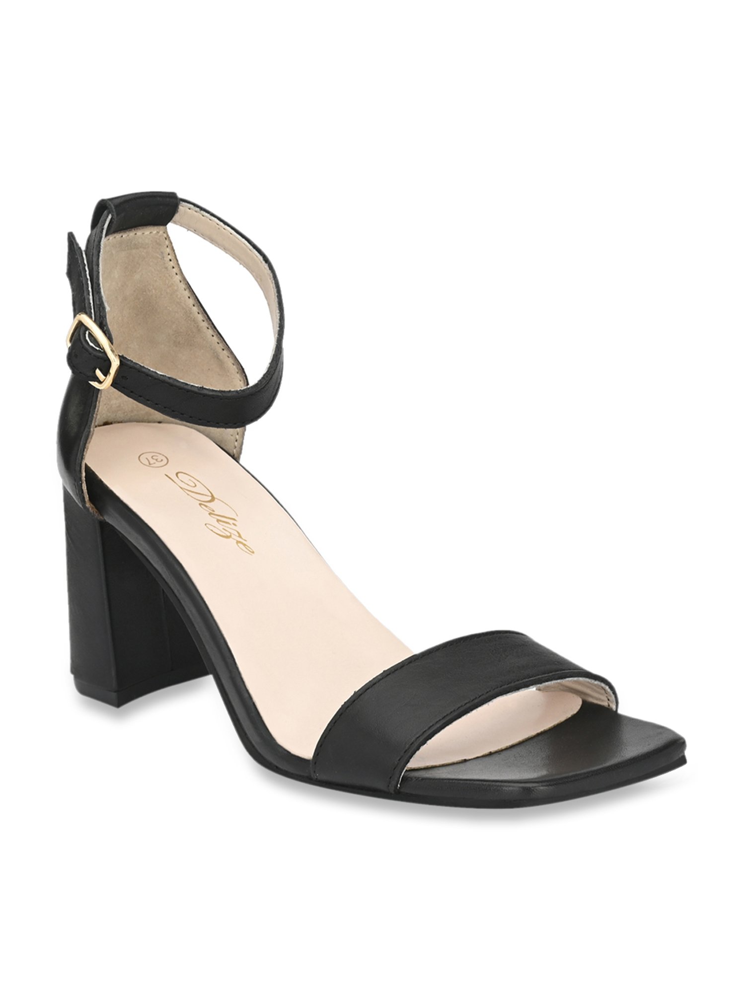 Delize Women's Black Ankle Strap Sandals