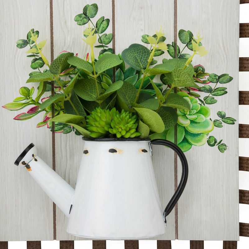 Alpine 19" Gather Happy Moments with Watering Can Iron Wall Decor