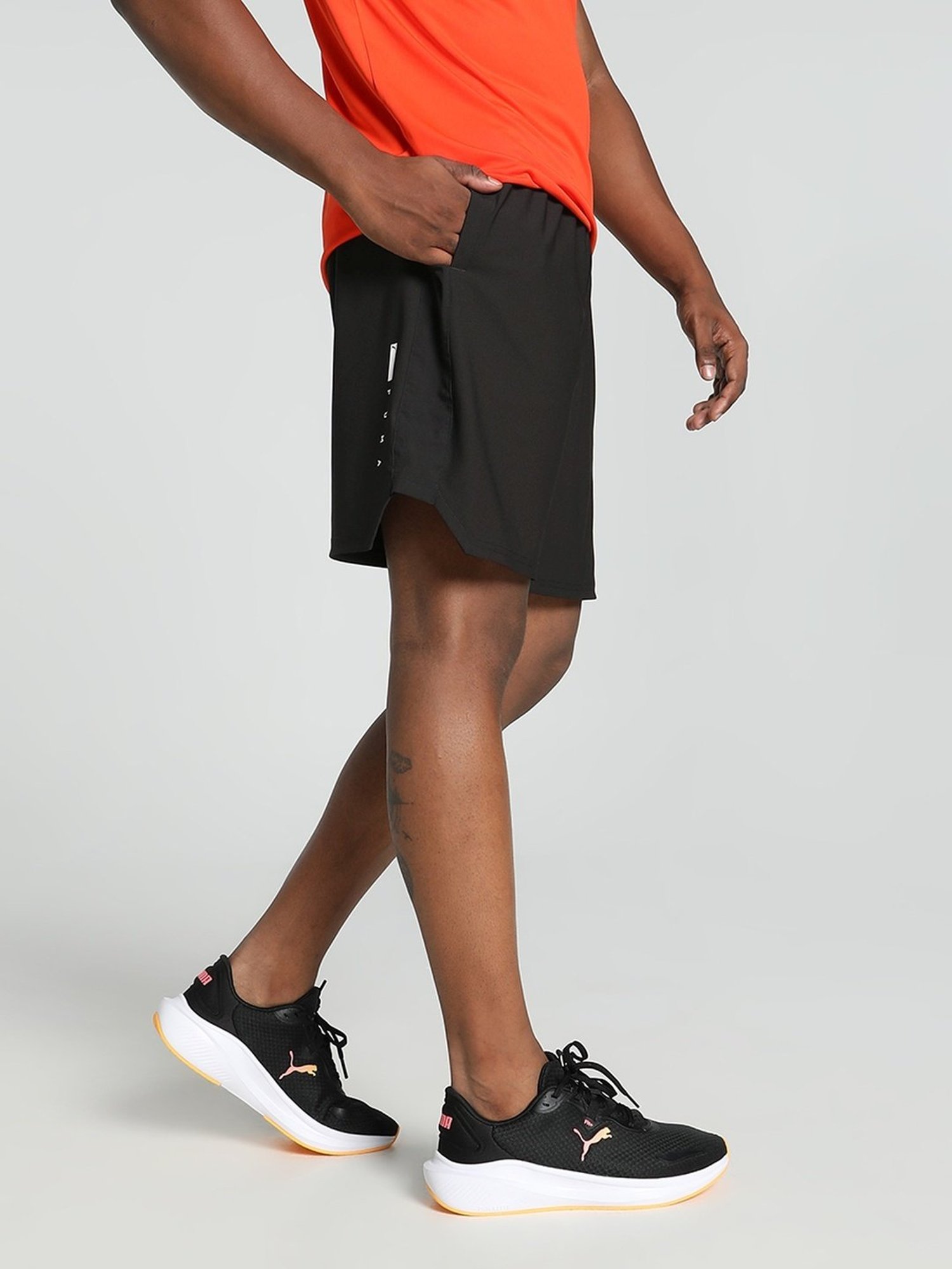 Puma Black Regular Fit Printed Sports Shorts