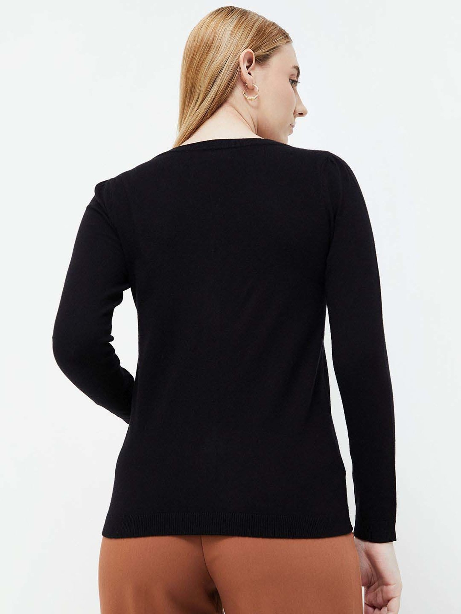 Code by Lifestyle Black Plain Cardigan