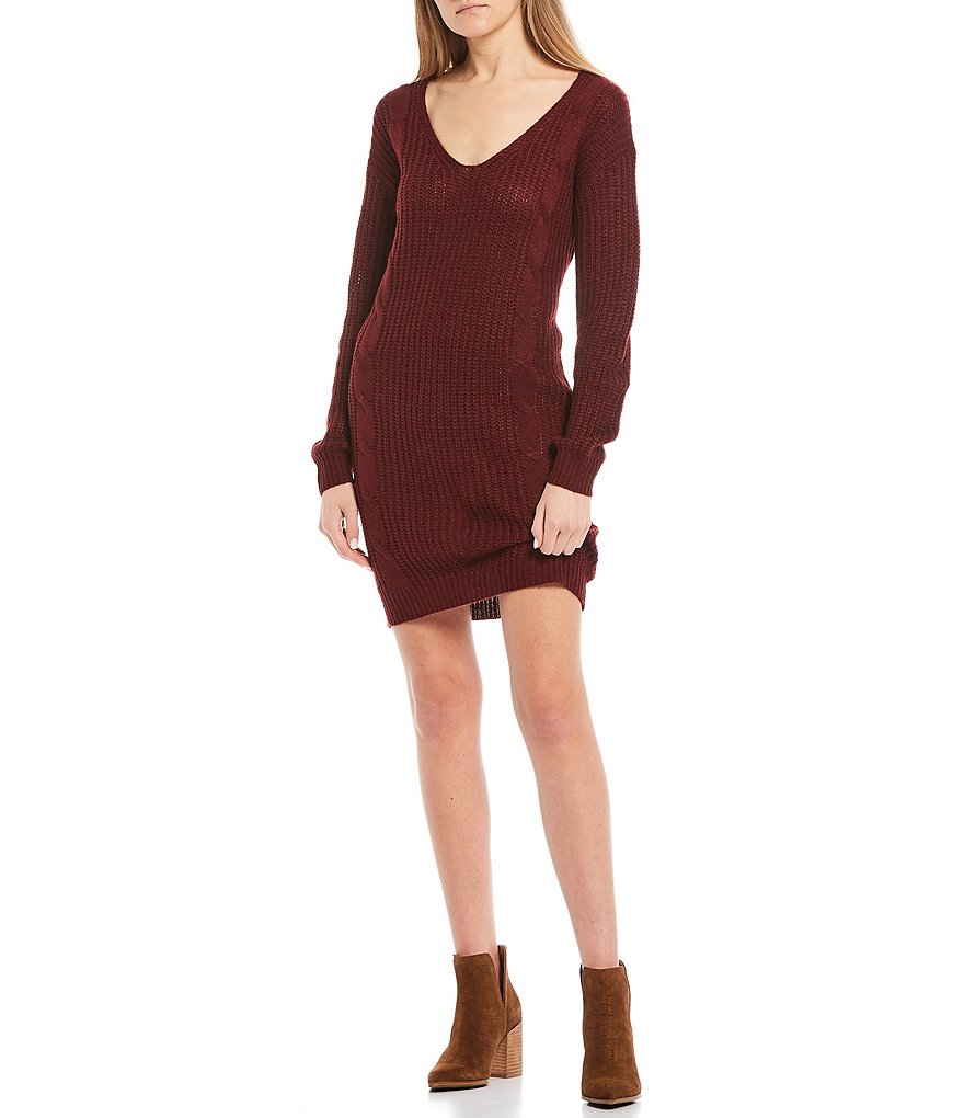 Stilletto's Lattuice Back Cable Knit Sweater Dress