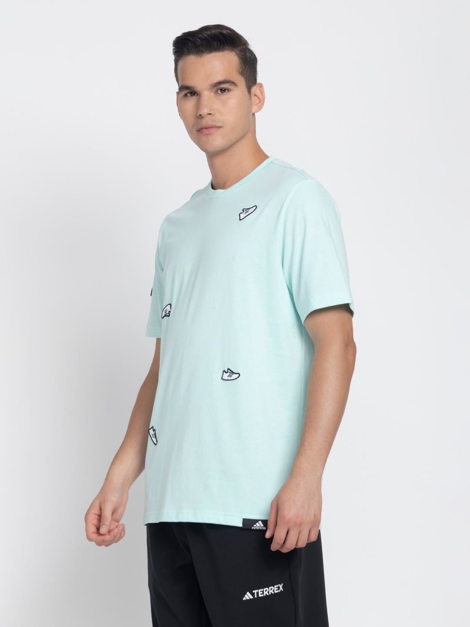 Adidas Green Regular Fit Printed T-Shirt