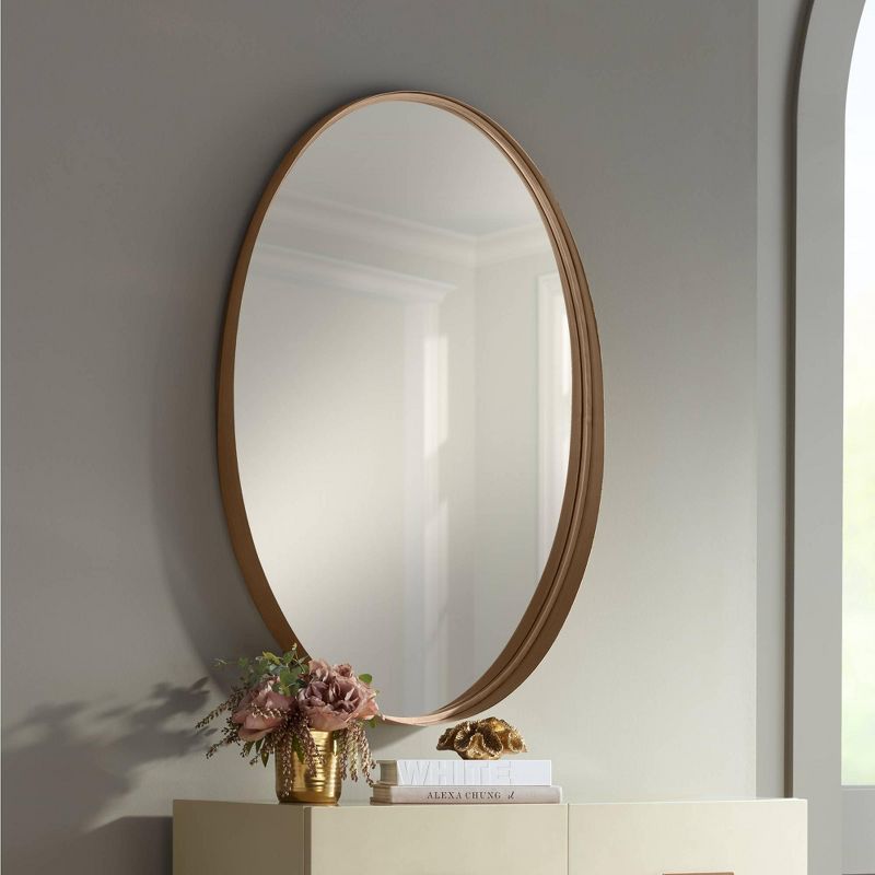 Noble Park Harnes Gold 24 1/4" x 36" Oval Wide Lip Wall Mirror