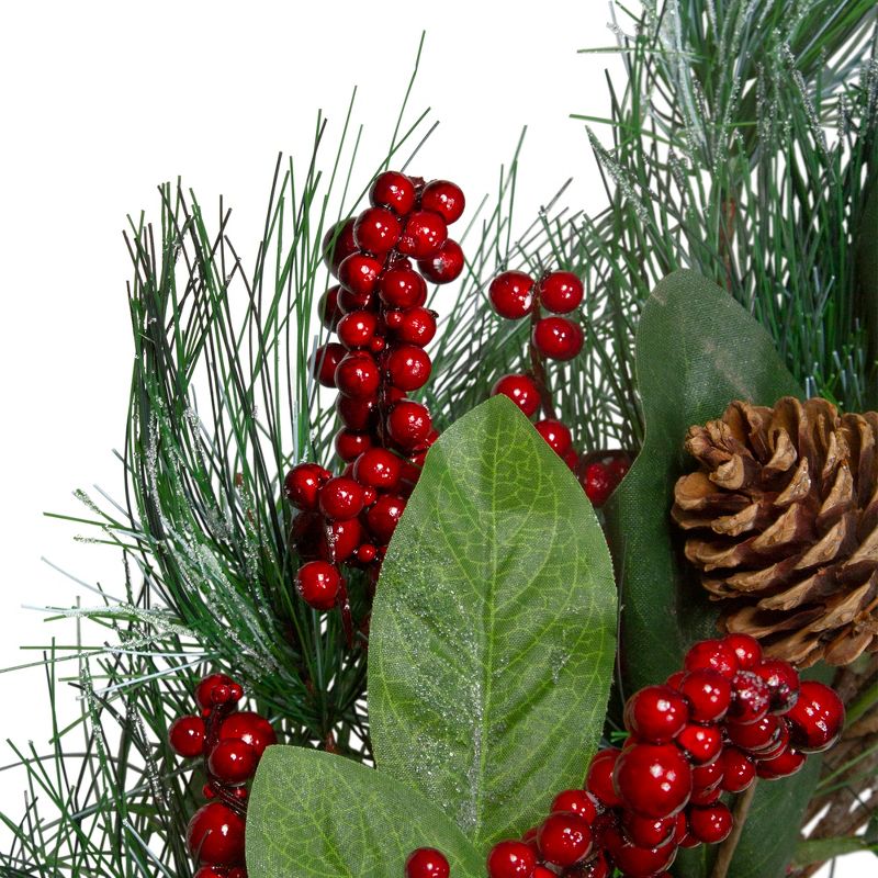 Northlight Leaves, Berry and Pine Needle Artificial Christmas Wreath - 24-Inch, Unlit