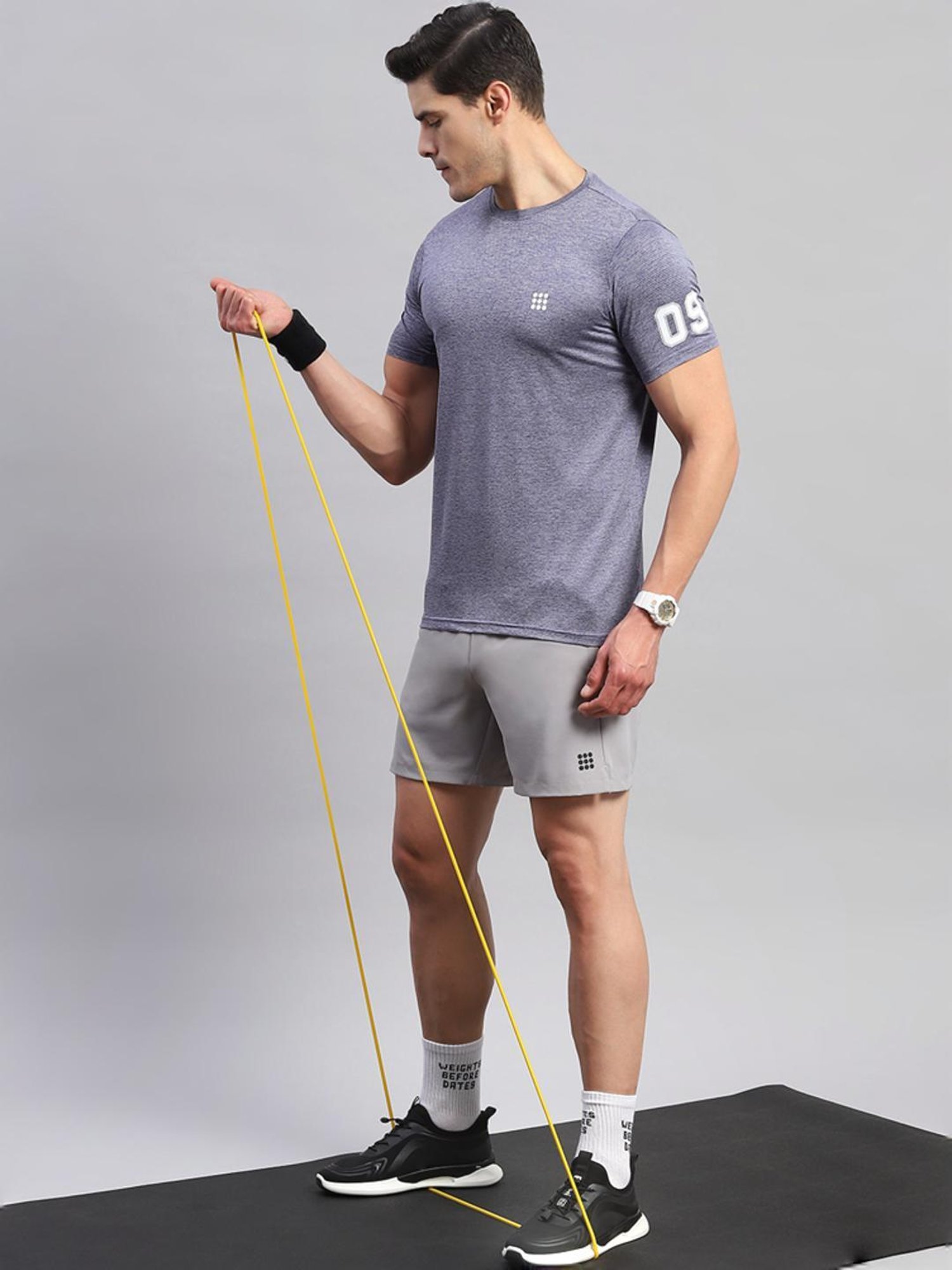 Rock.it Blue Regular Fit Self Pattern T-Shirt