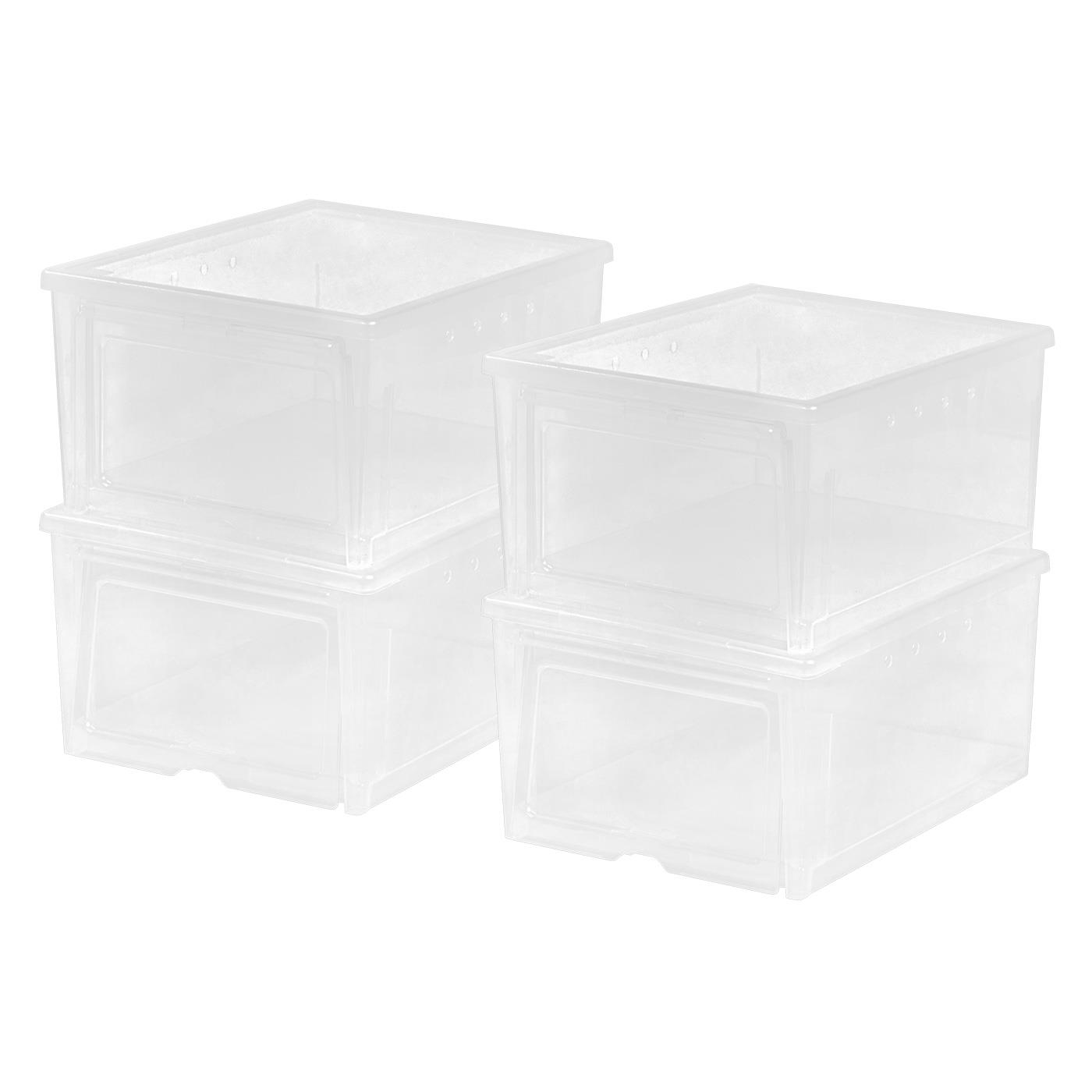 IRIS Easy Access Men's Shoe Box, 4 Pack, Clear