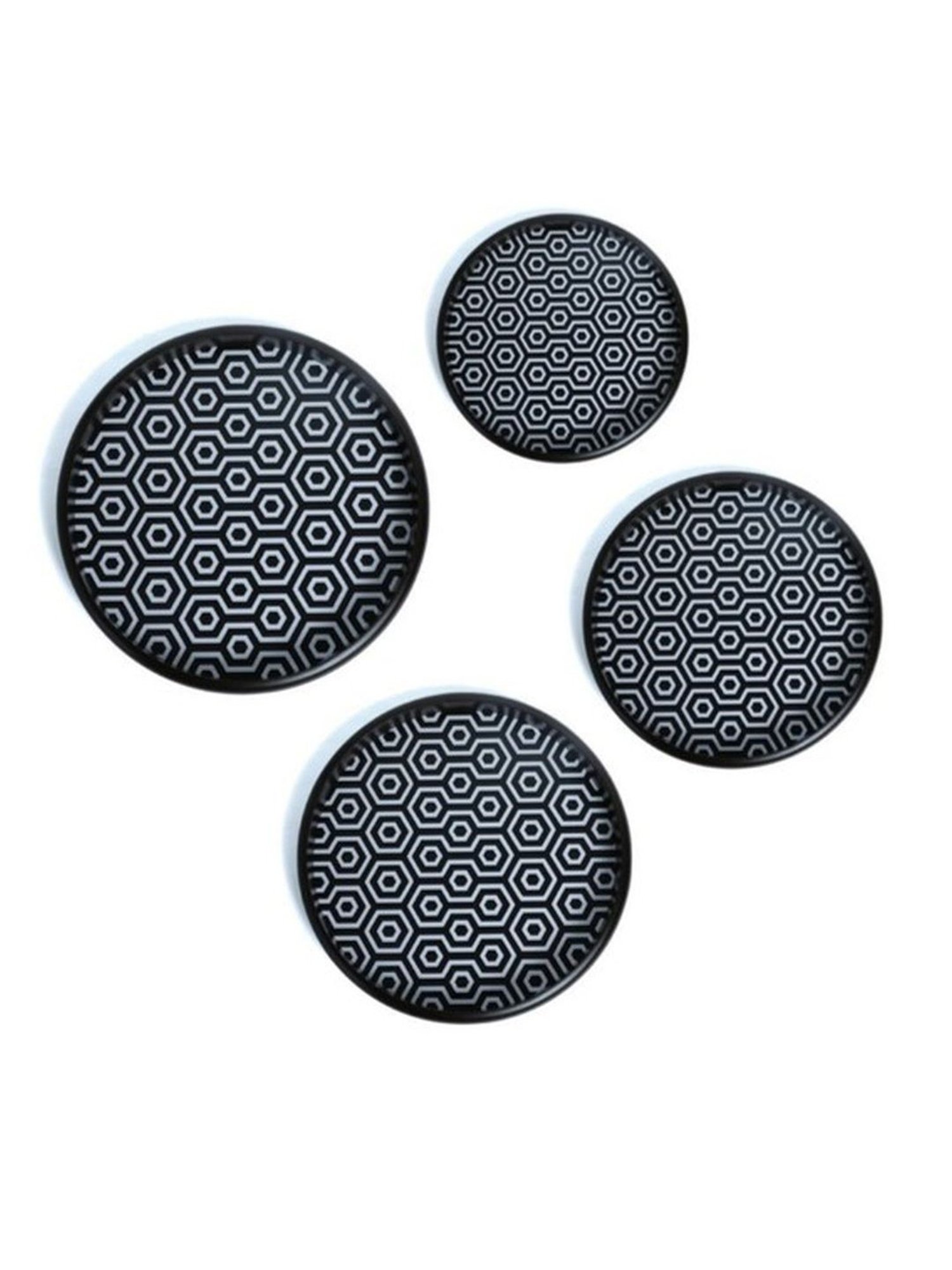 Crayton Black & White Round MDF Wall Hangings - Set of 4