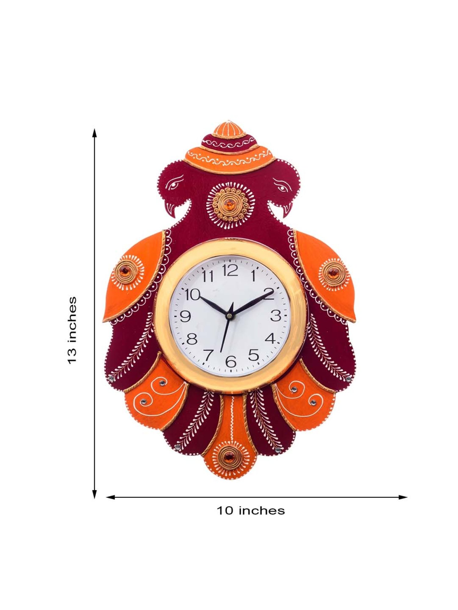 eCraftIndia Handcrafted Papier-Mache 2 Peacocks Decorative Wall Clock