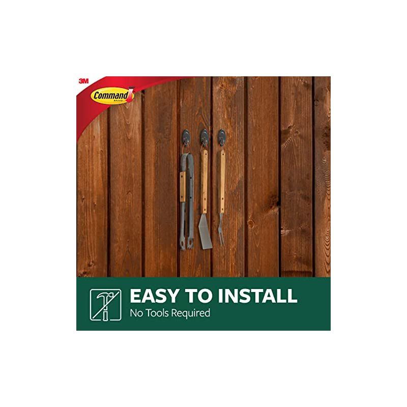 Outdoor Medium Terrace Hooks, Black, 3 lb Capacity, Water-Resistant Strips, 2-Hooks, 4-Strips, Decorate Damage-Free