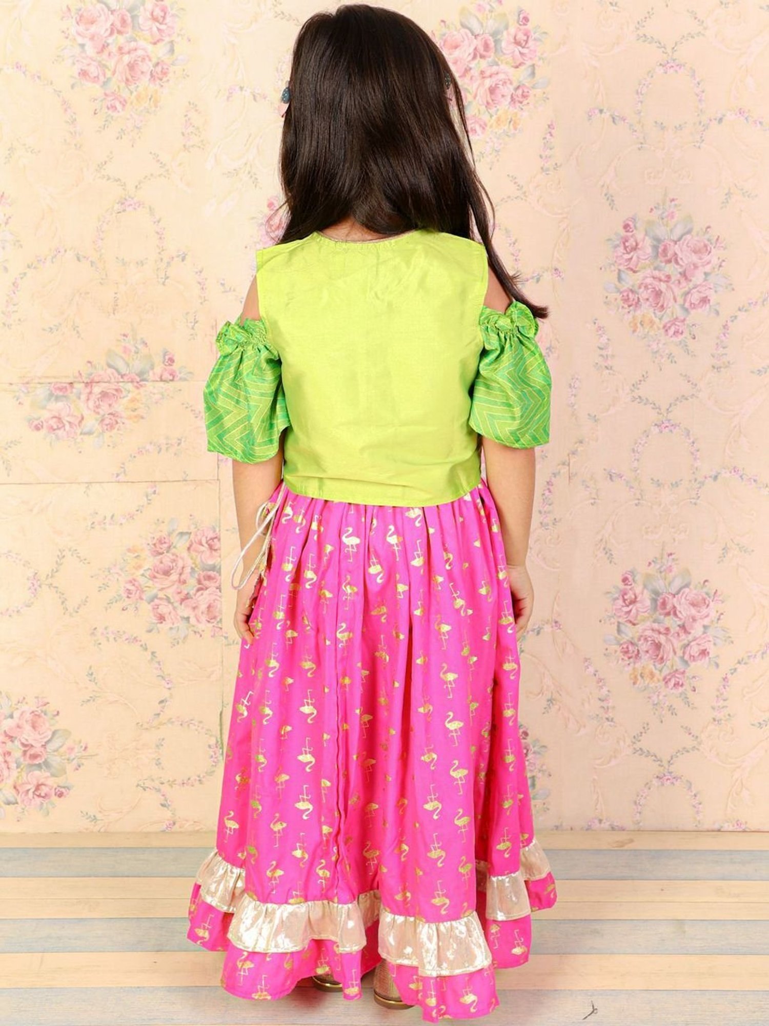 TWISHA Kids Lime Green & Pink Regular Fit Top Set