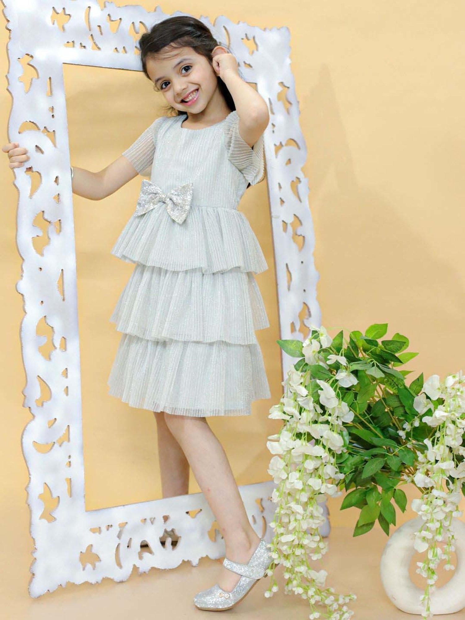 KidsDew Grey Applique Dress