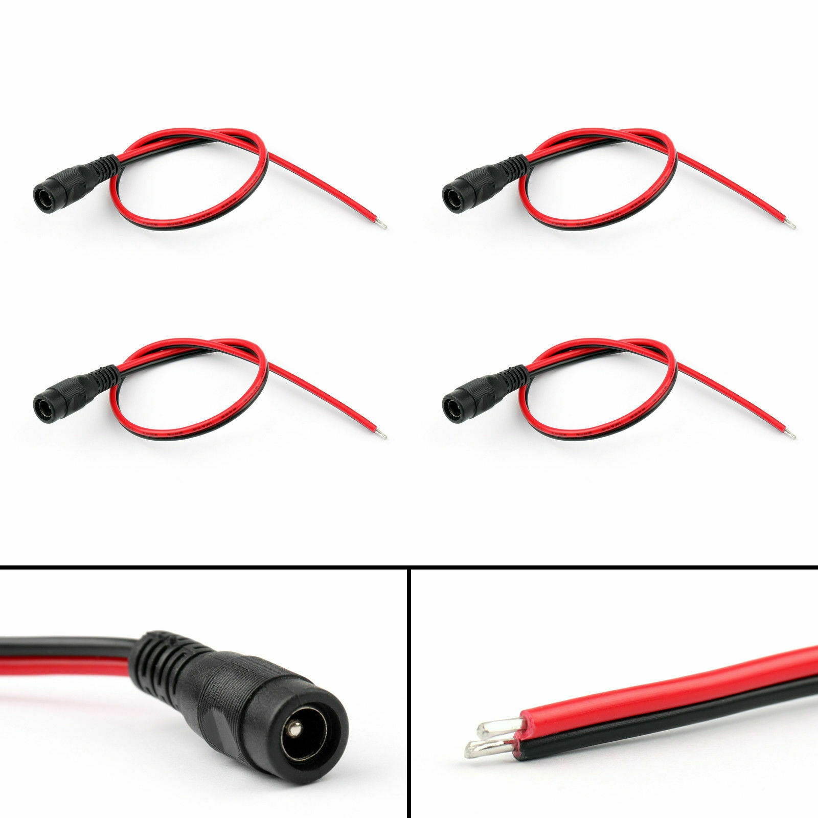 DC Power 5.5x2.1mm Male Female Plug Pigtail Cable Tinned For Laptop Adapter US