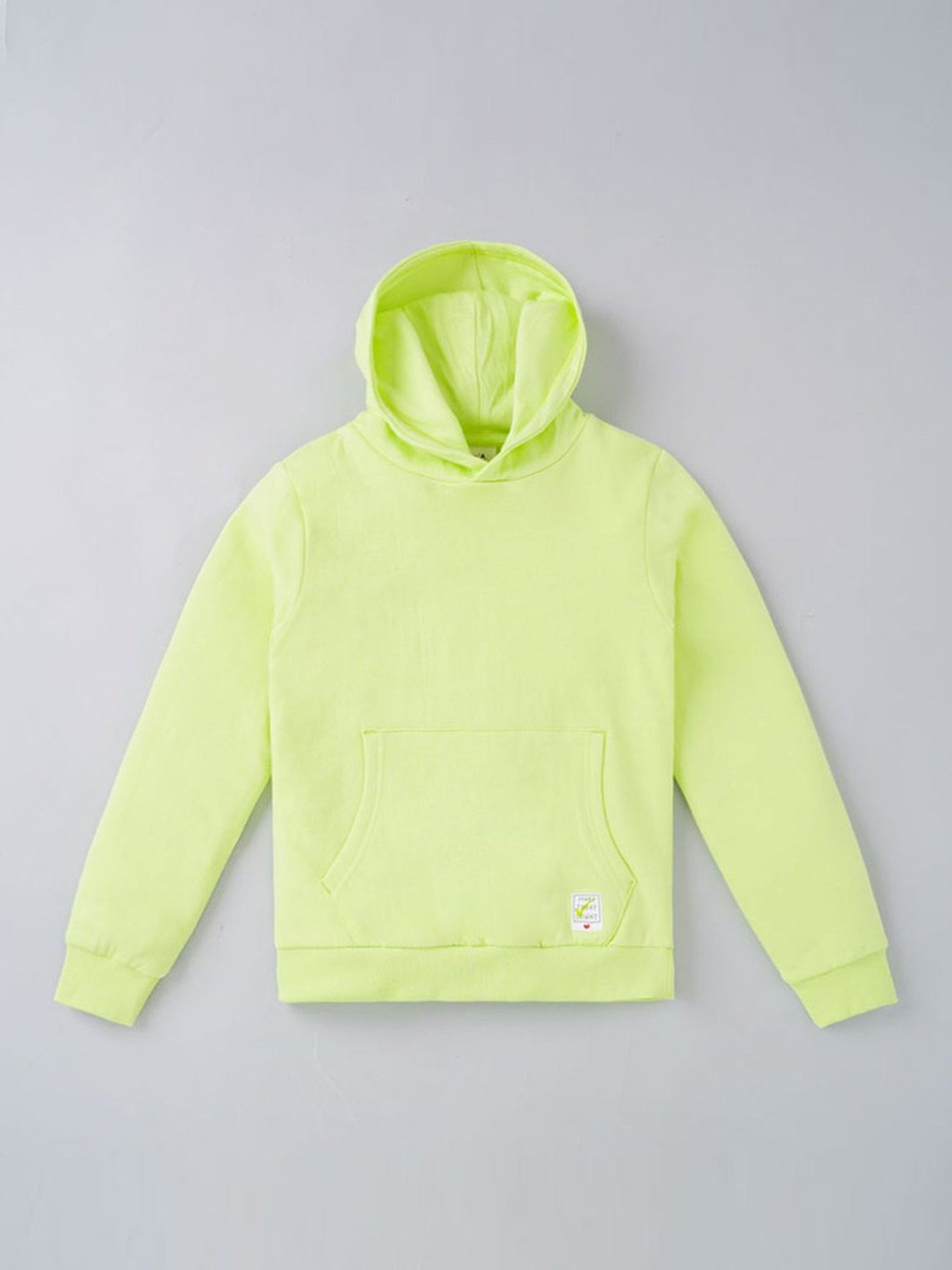 Ed-a-Mamma Kids Neon Green Cotton Regular Fit Full Sleeves Hoodie