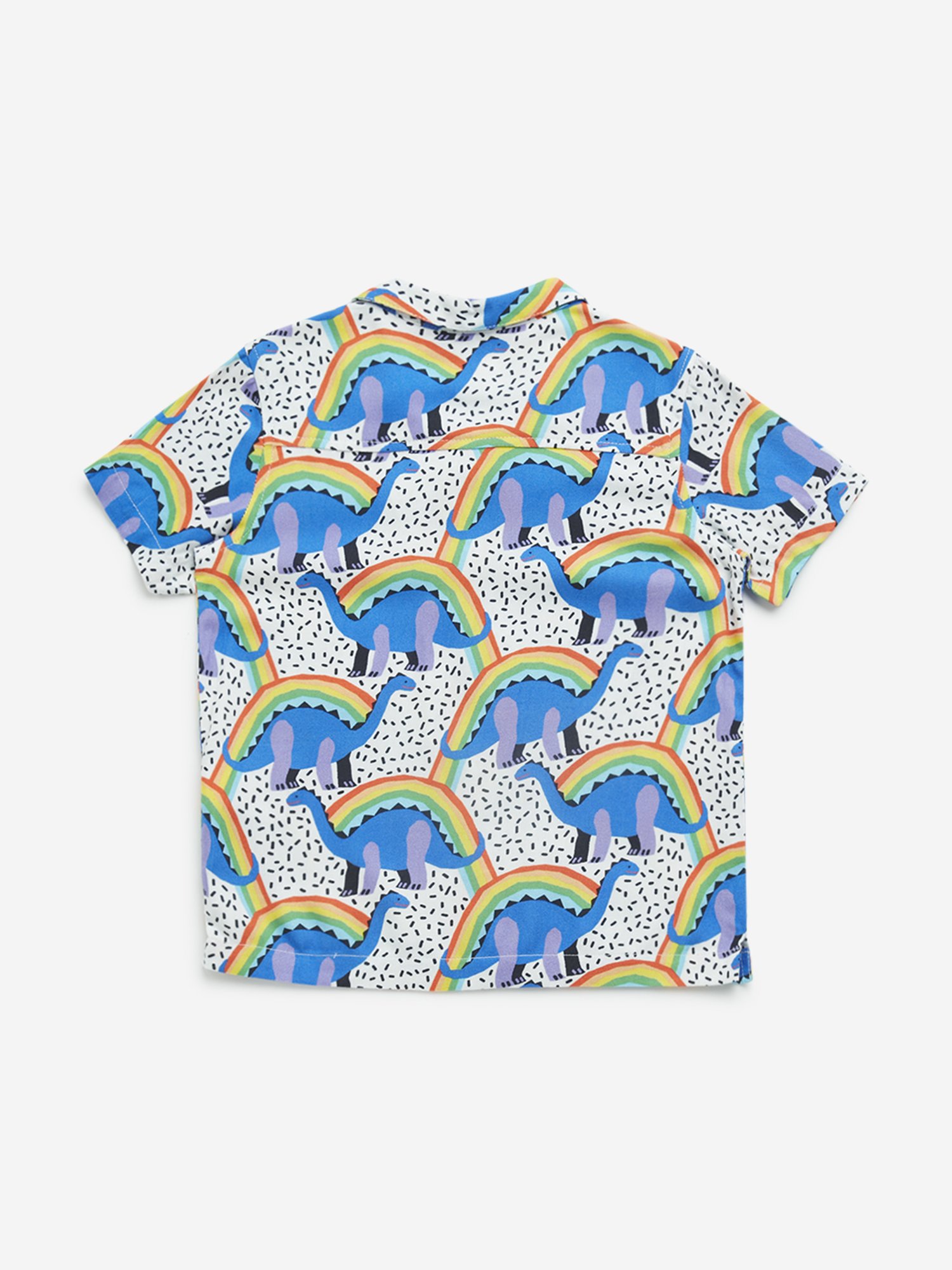 HOP Kids by Westside Multicolour Dinosaur Printed Cotton Shirt