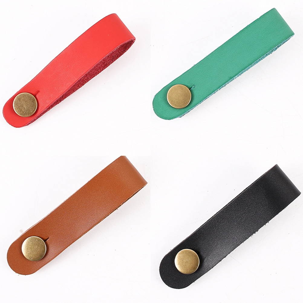4Pcs Guitar Neck Strap Leather Head Belt Holder Button Safe Lock Ukulele Bass Folk Acoustic Electric Guitar Accessories (Black + Green + Red + Brown)