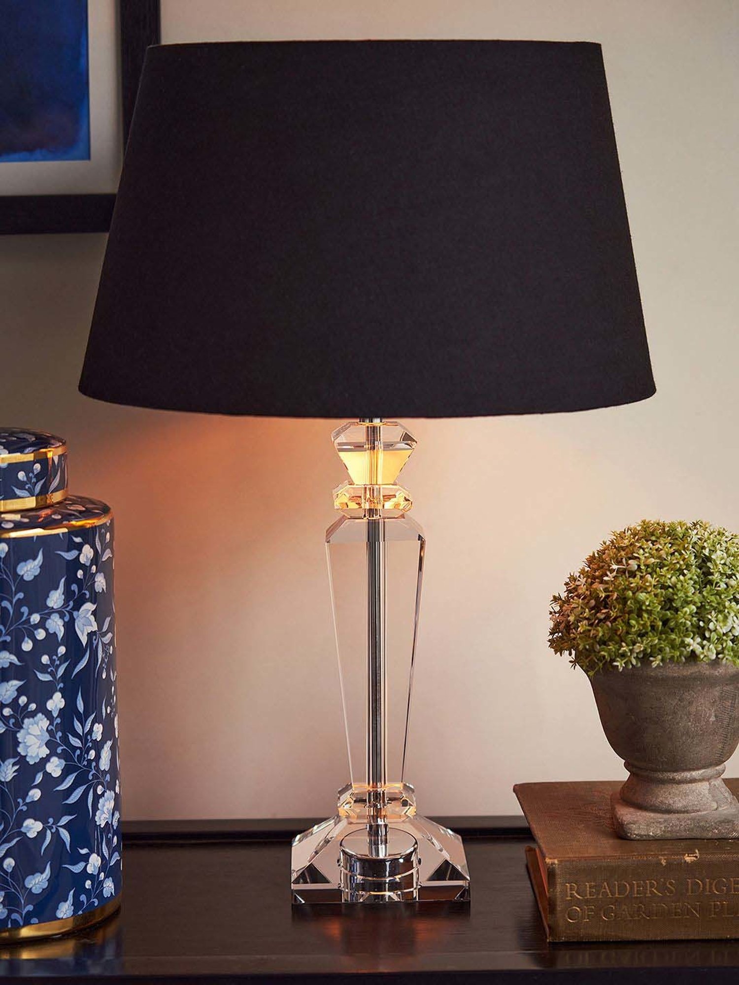 Pure Home and Living Grey Glass Trophy Shaped Table Lamp Stand