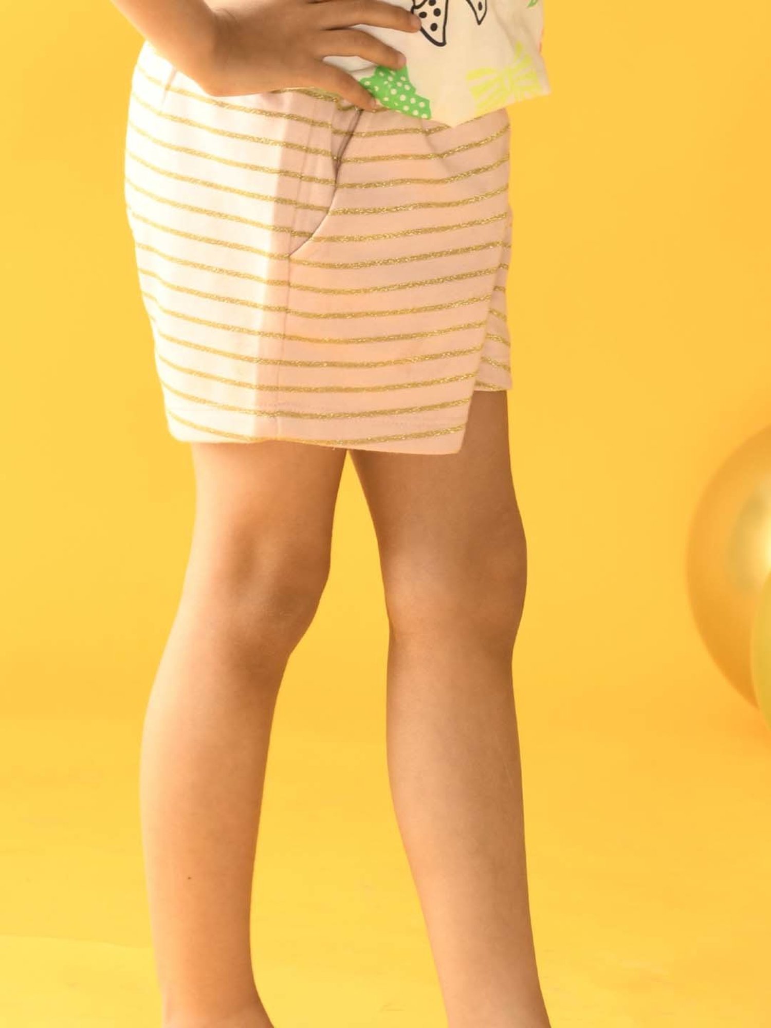 Anthrilo Kids Pink Cotton Striped Shorts