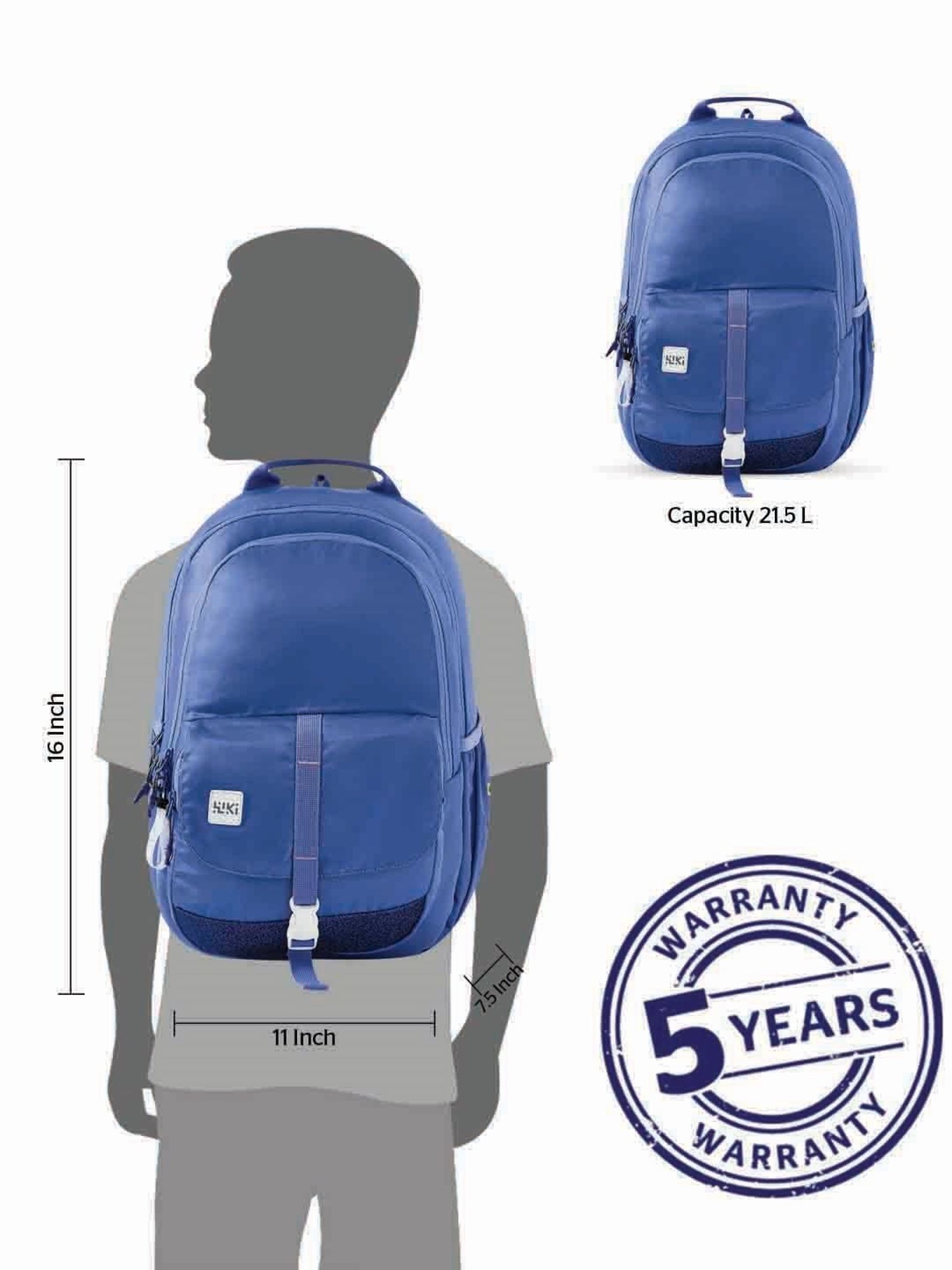 Wiki Back to School Pack Plus Purple Polyester Solid Backpack - 22 Ltrs