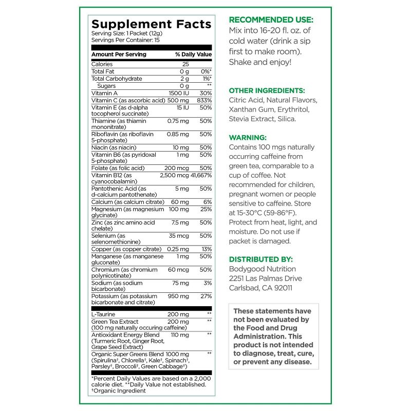 Pureboost Clean Energy Drink Mix - Green Mojo - 15ct