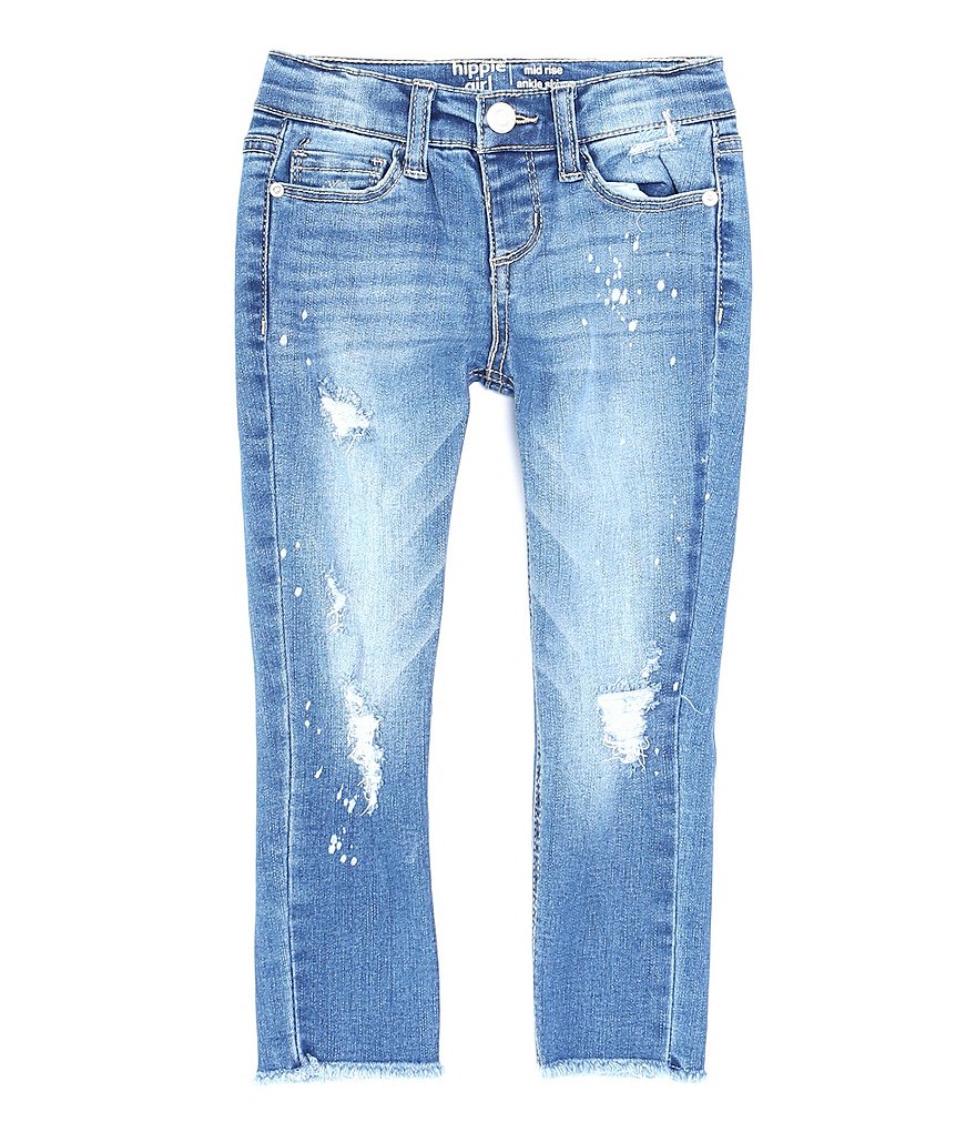 Hippie Girl Little Girls 4-6X Distressed Frayed-Hem Ankle Jeans