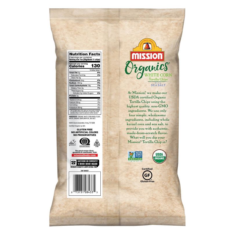 Mission Organics White Corn Sea Salt Tortilla Chips - 9oz