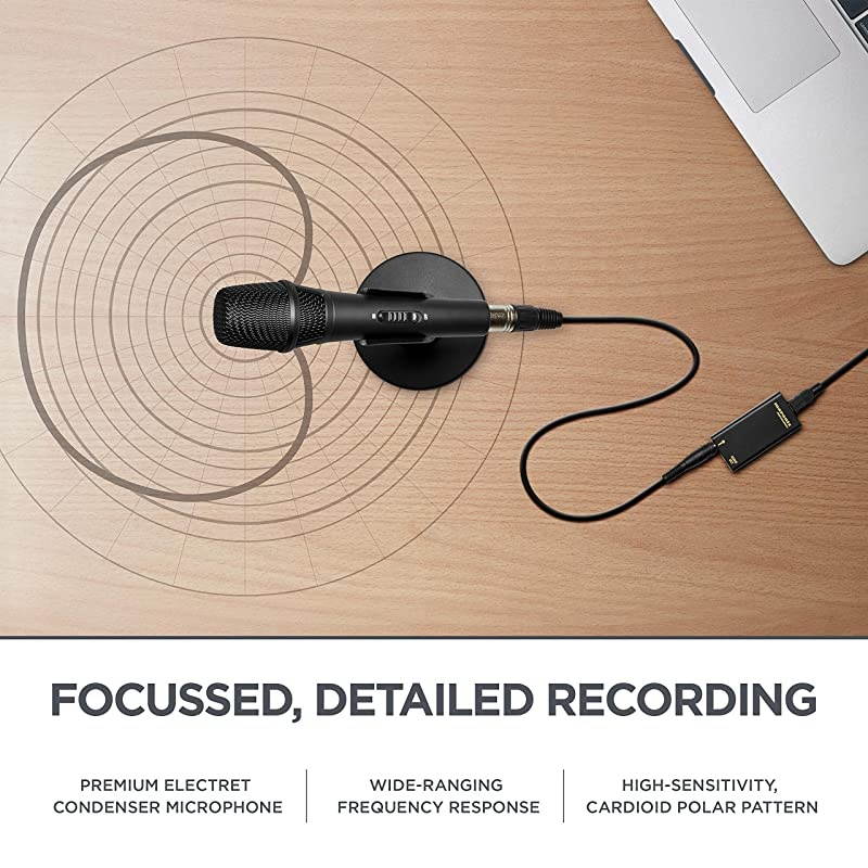 Pro M4U USB Condenser Microphone With Audio Interface Mic Cable and Desk Stand For Podcast Projects Streaming and Recording Instruments