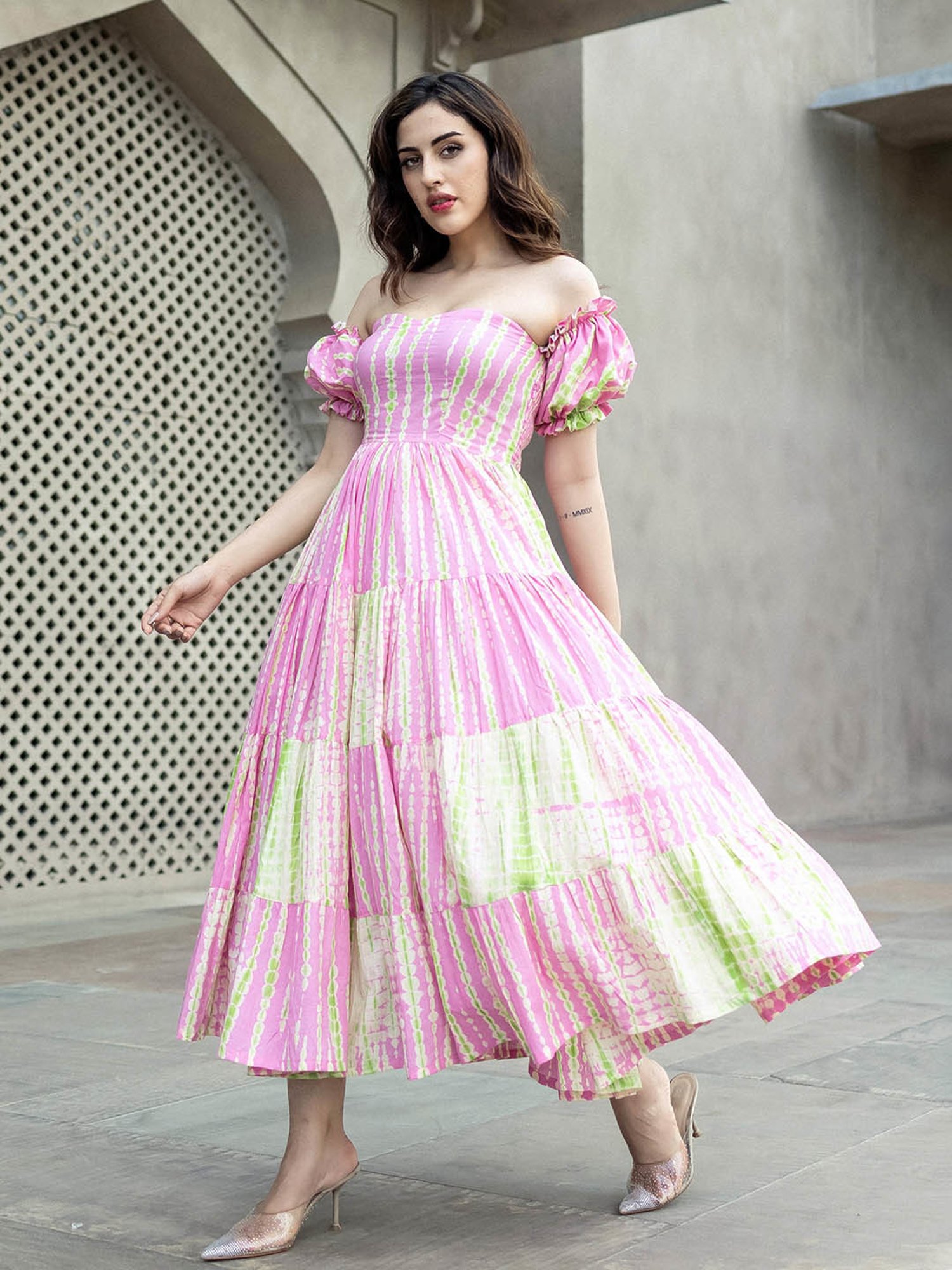 AACHHO Pink Akira Shibori Cotton Dress