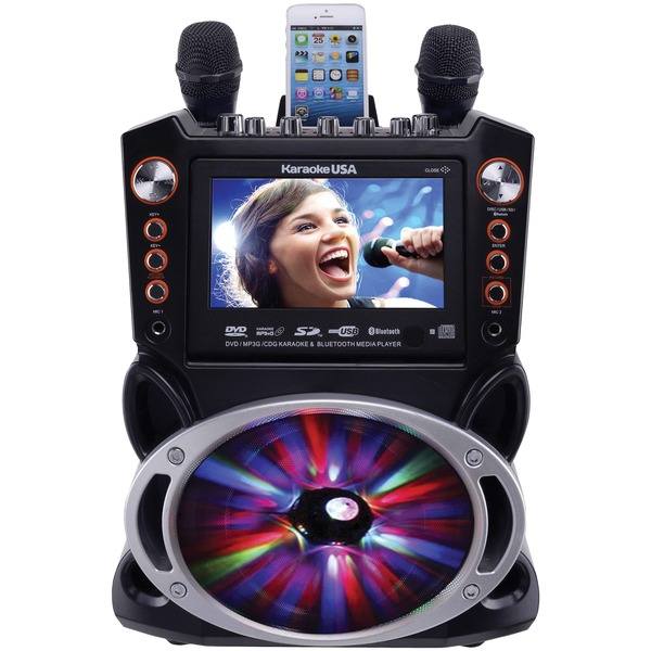 KARAOKE USA(TM) GF846 Bluetooth Karaoke Machine with Synchronized LEDs