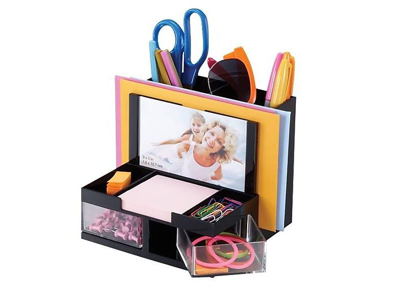 Officemate International Corp. Desk Organizer 9 Comp Black/Clear 23112