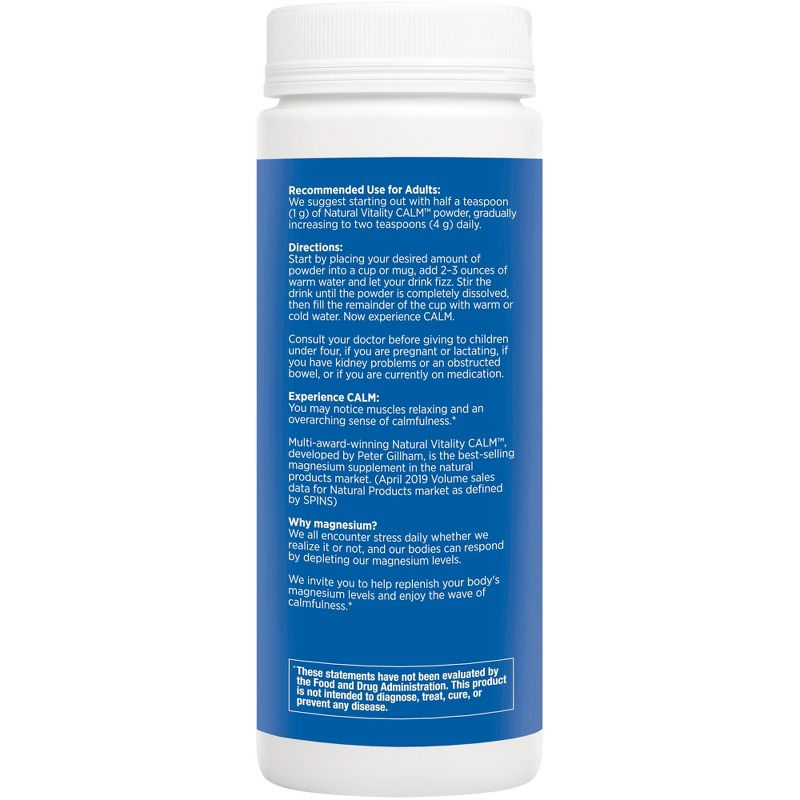 Natural Vitality Natural Calm Anti-Stress Vegan Magnesium Supplement Powder - Raspberry Lemon - 8oz