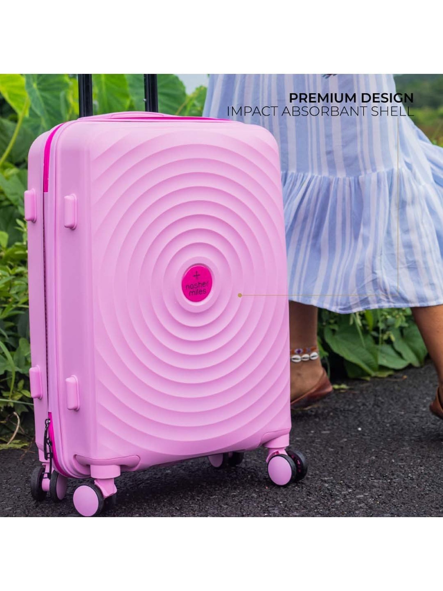 Nasher Miles Goa Hard-sided Polypropylene Luggage Set of 2 Pink Trolley Bags (65 & 75 Cm)